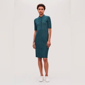COS Ribbed Polo Dress, Blue, Size M